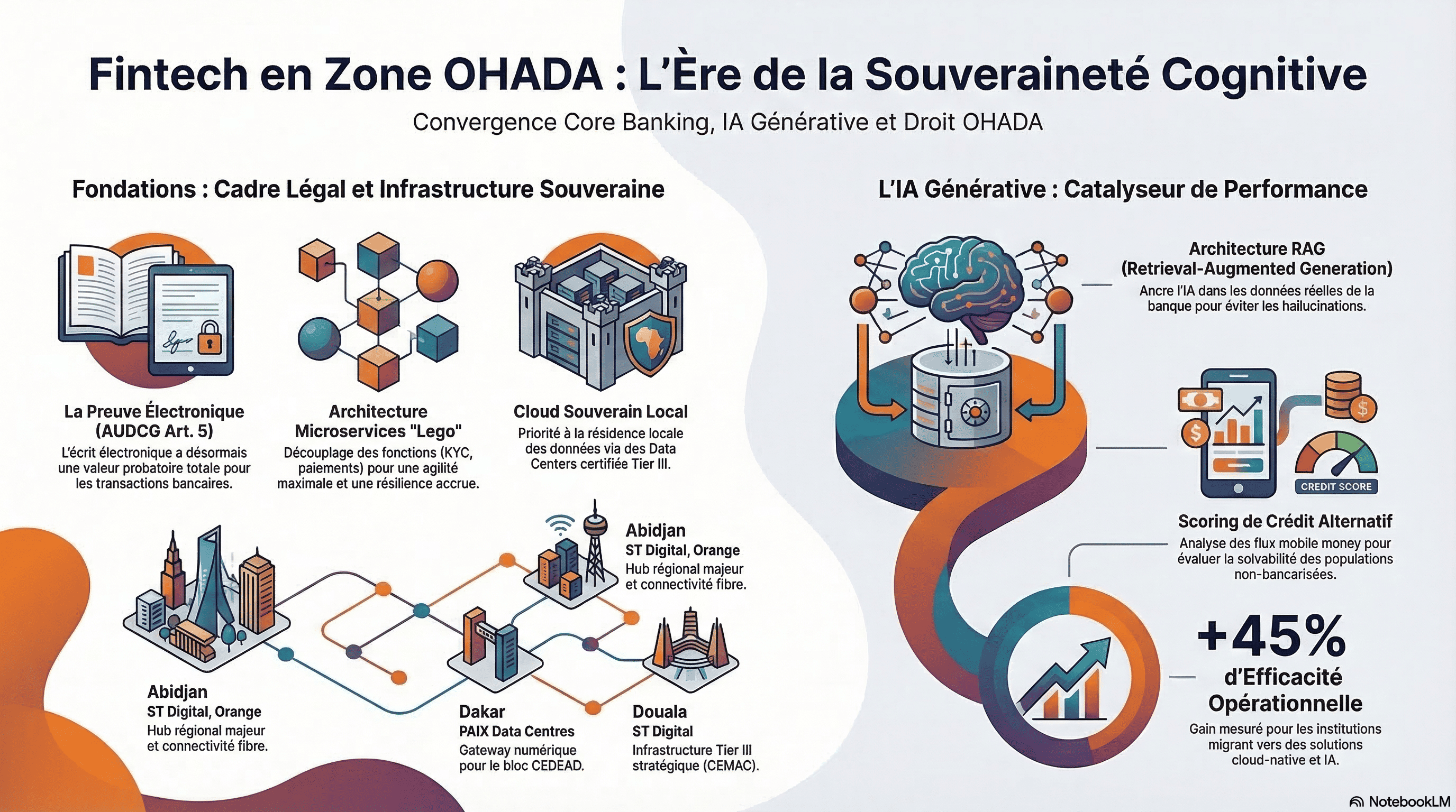 Architecture Hybride Fintech OHADA : Core Banking + IA Générative = +45% Efficacité